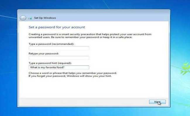 setting password untuk login windows 7